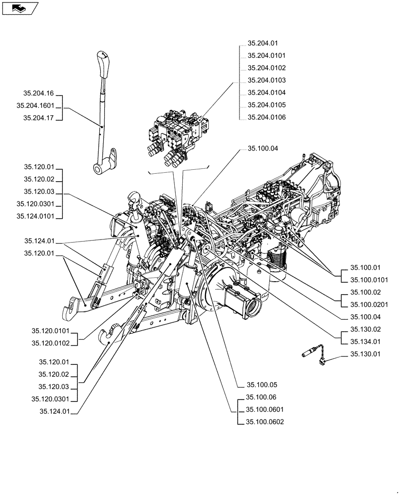 Схема запчастей Case IH PUMA 170 - (35.000.00[01]) - PICTORIAL INDEX - HYDRAULIC SYSTEMS (35) - HYDRAULIC SYSTEMS