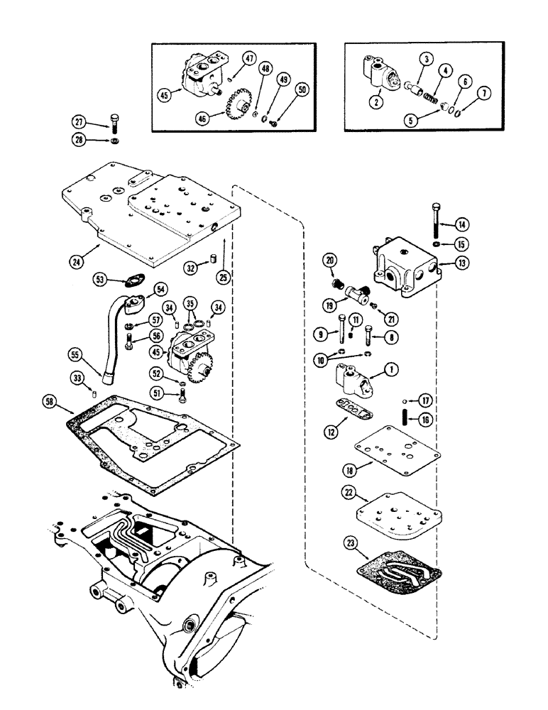 Схема запчастей Case IH M570 - (050) - CONVERTER PUMP AND VALVE ADAPTER, TORQUE CONVERTER DRIVE (06) - POWER TRAIN