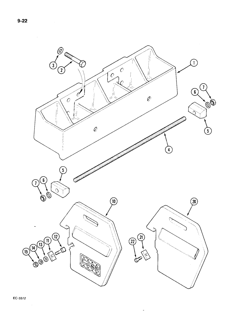 Схема запчастей Case IH 1896 - (9-022) - FRONT END WEIGHTS AND SUPPORT (09) - CHASSIS/ATTACHMENTS