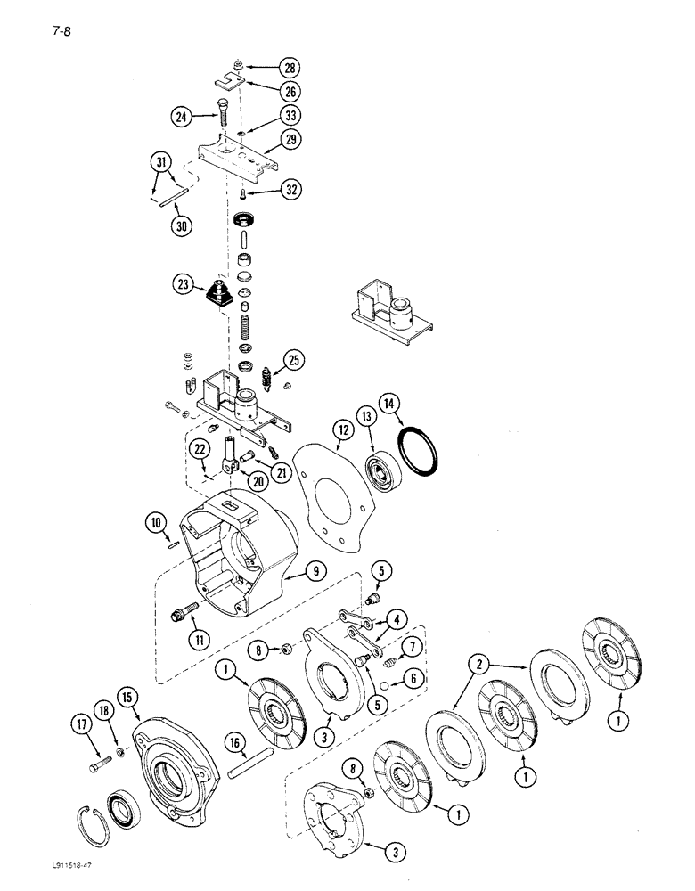 Схема запчастей Case IH 1680 - (7-008) - MASTER BRAKES, P.I.N. JJC0048625 AND AFTER (5.1) - BRAKES