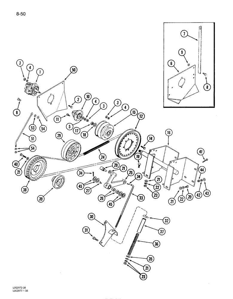 Схема запчастей Case IH 1680 - (8-050) - HEADER LIFT PUMP MOUNTING AND DRIVE, PRIOR TO P.I.N. JJC0115352 (07) - HYDRAULICS