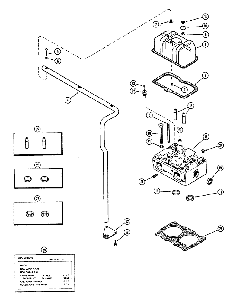 Схема запчастей Case IH 1370 - (026) - CYLINDER HEAD AND COVER, 504BDT, DIESEL ENGINE (02) - ENGINE