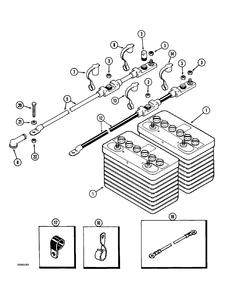 Схема запчастей Case IH 1660 - (4-54) - BATTERY AND BATTERY CABLES (06) - ELECTRICAL