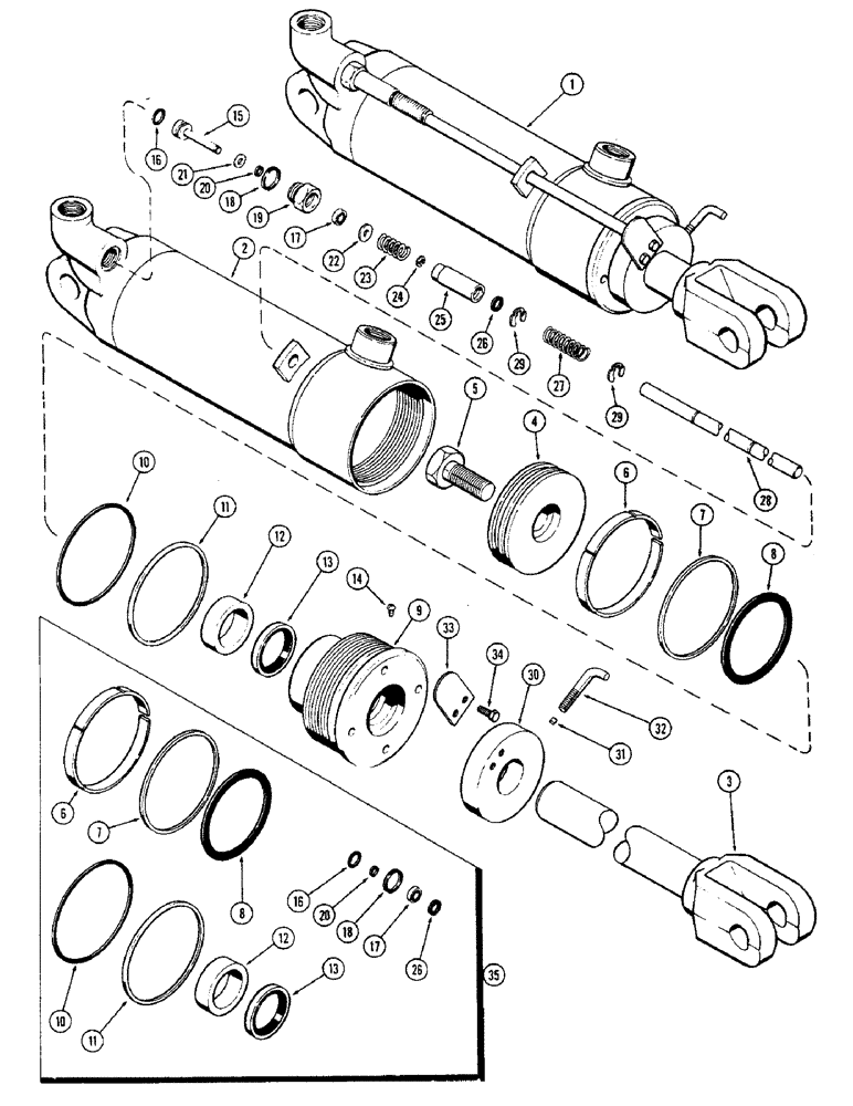 Схема запчастей Case IH 1370 - (230) - 4 INCH X 8 INCH REMOTE HYDRAULIC CYLINDER, WITHOUT GLAND IDENTIFICATION GROOVE (09) - CHASSIS/ATTACHMENTS