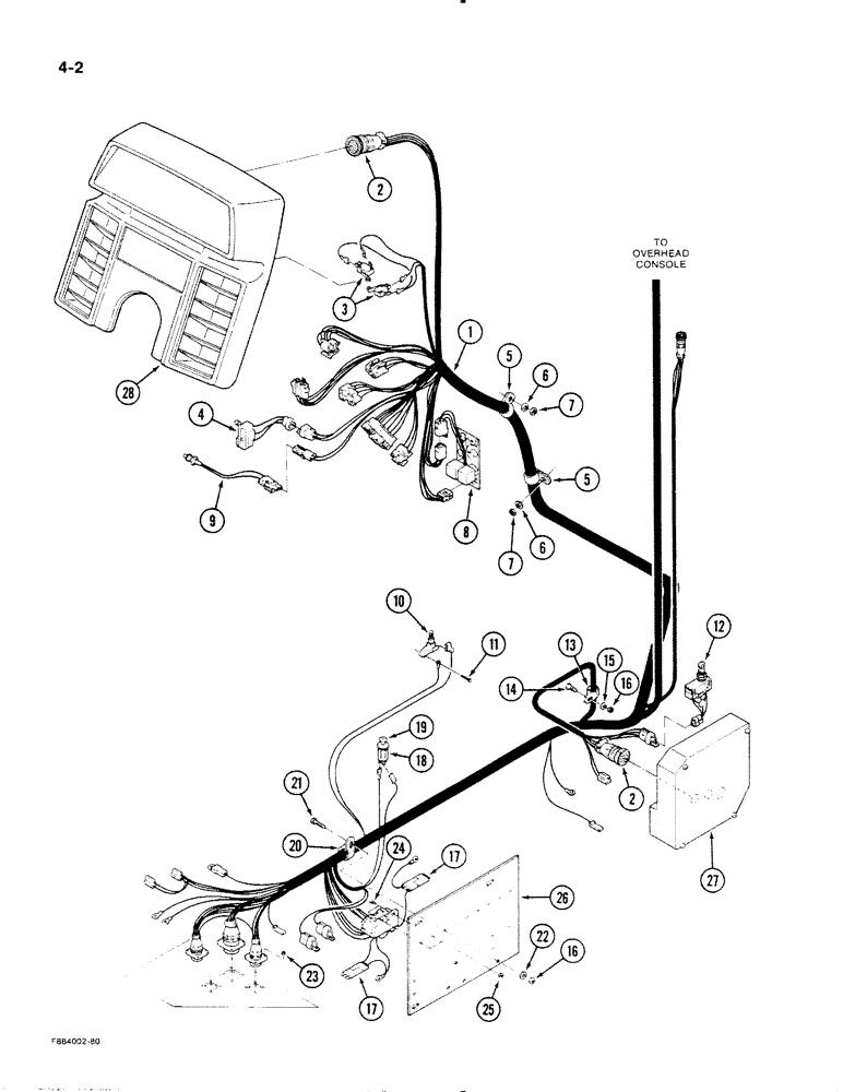 Схема запчастей Case IH STEIGER - (4-02) - LOWER CAB HARNESS (04) - ELECTRICAL SYSTEMS