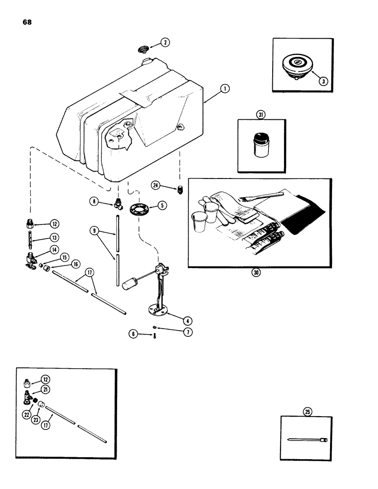 Схема запчастей Case IH 970 - (068) - FUEL TANK AND LINES, (377B) SPARK IGNITION ENGINE (03) - FUEL SYSTEM