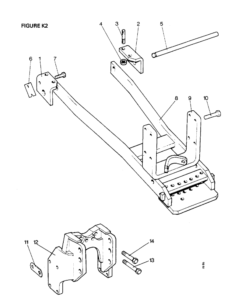 Схема запчастей Case IH 1410 - (K2-1) - DRAWBARS AND HITCHES, HIGH HITCH DRAWBAR, 1412G Drawbars & Hitches