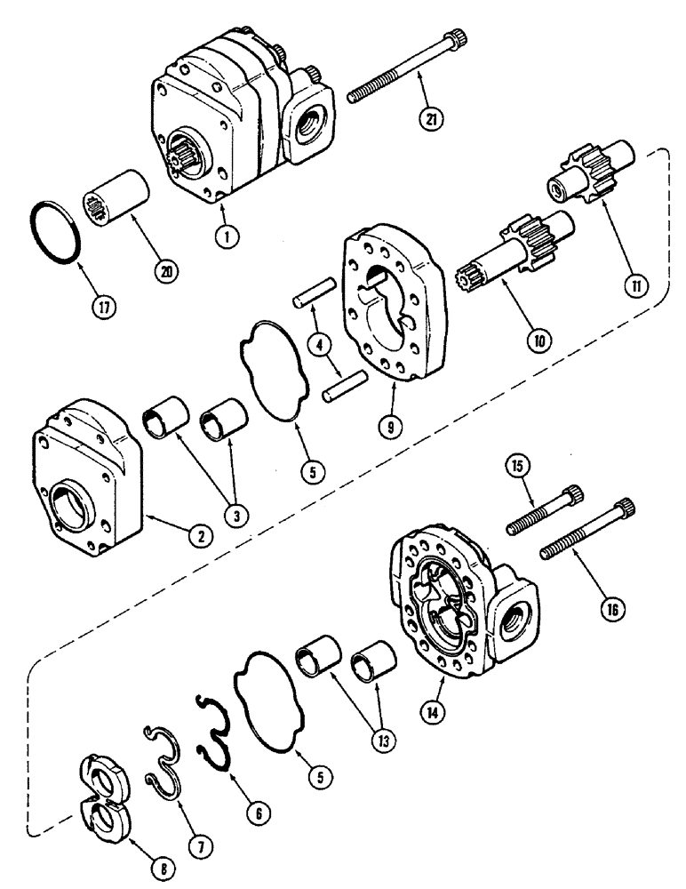 Схема запчастей Case IH 2290 - (8-394) - HYDRAULICS, GEAR AND PISTON PUMP ASSEMBLY, TRANSMISSION SERIAL NUMBER 16210895 AND AFTER (08) - HYDRAULICS