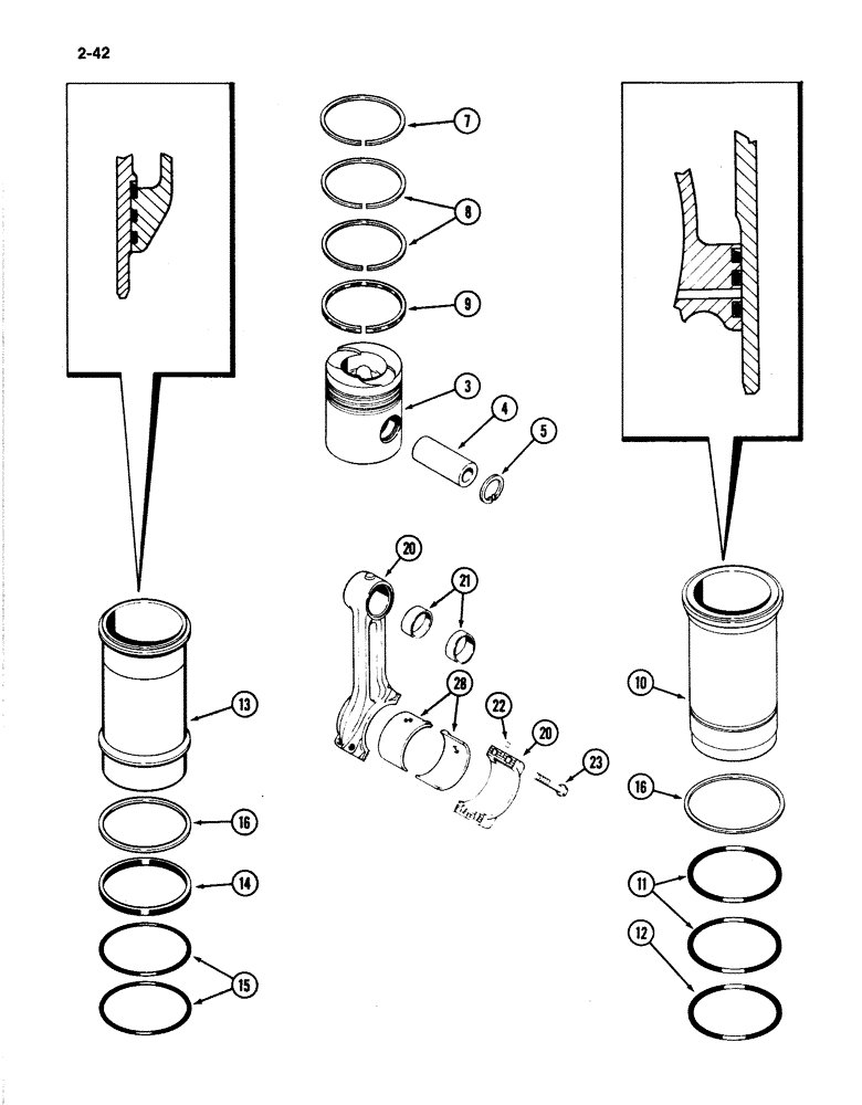 Схема запчастей Case IH 4894 - (2-42) - PISTONS 674 CUBIC INCH DIESEL ENGINE (02) - ENGINE