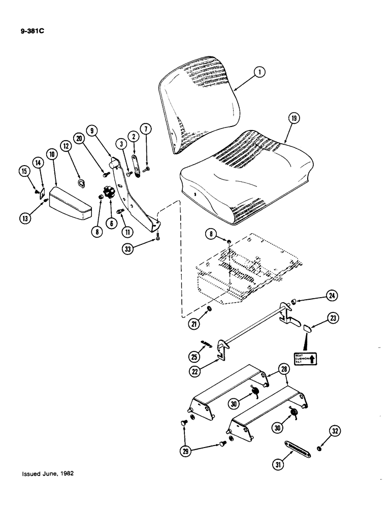 Схема запчастей Case IH 4490 - (9-381C) - SEAT, CLOTH WITH ISOLATOR ATTACHMENT (09) - CHASSIS/ATTACHMENTS