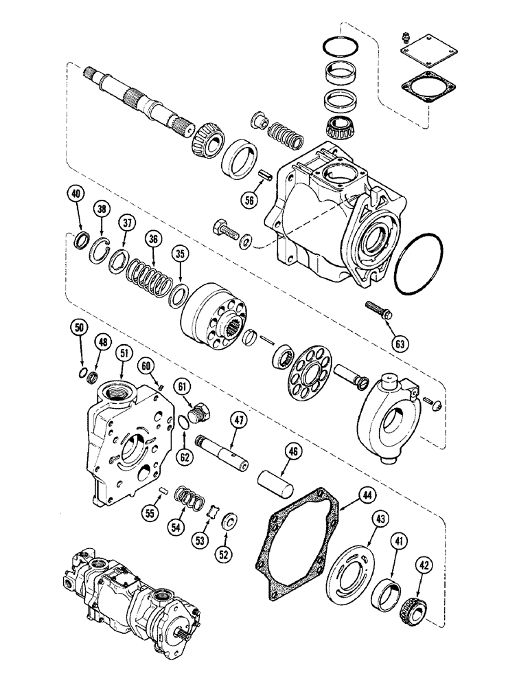 Схема запчастей Case IH 4890 - (8-280) - TRIPLE HYDRAULIC PUMP ASSEMBLY, PISTON PUMP SECTION (08) - HYDRAULICS