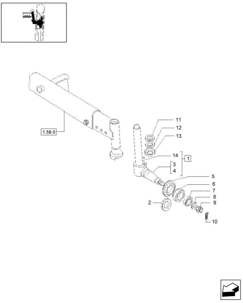 Схема запчастей Case IH JX85 - (1.58.2[02]) - STEERING PIVOT PINS - RELEVANT PARTS (04) - FRONT AXLE & STEERING