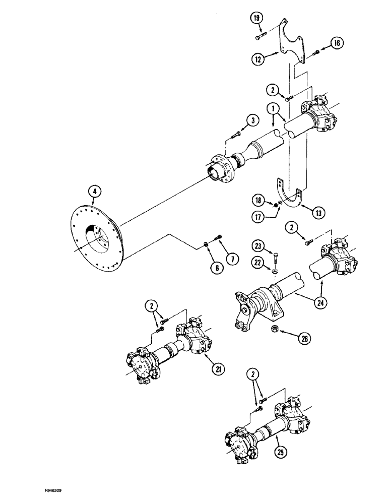 Схема запчастей Case IH 9270 - (6-087A) - DRIVE SHAFTS & MOUNTING SYNCHROMESH TRACTOR (06) - POWER TRAIN