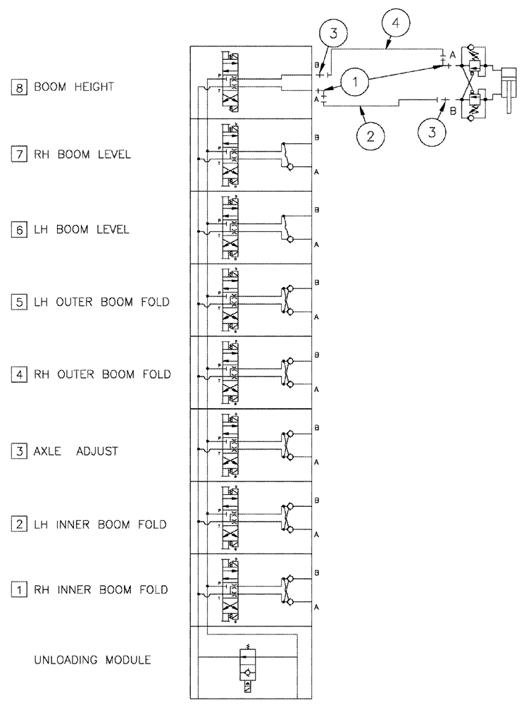 Схема запчастей Case IH SPX3310 - (06-026) - BOOM HEIGHT HYDRAULIC GROUP - BEFORE SERIAL #20002 Hydraulic Plumbing