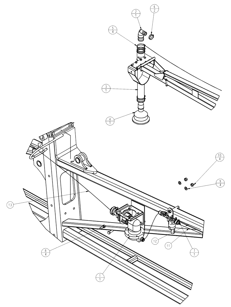 Схема запчастей Case IH SPX3310 - (09-064) - FOAM DROP GROUP, L.H. 90 Liquid Plumbing