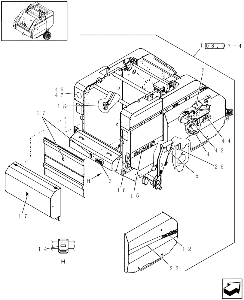 Схема запчастей Case IH RBX463 - (08.97[3]) - DECALS, RH, EUROPE & R.O.W. (08) - SHEET METAL/DECALS