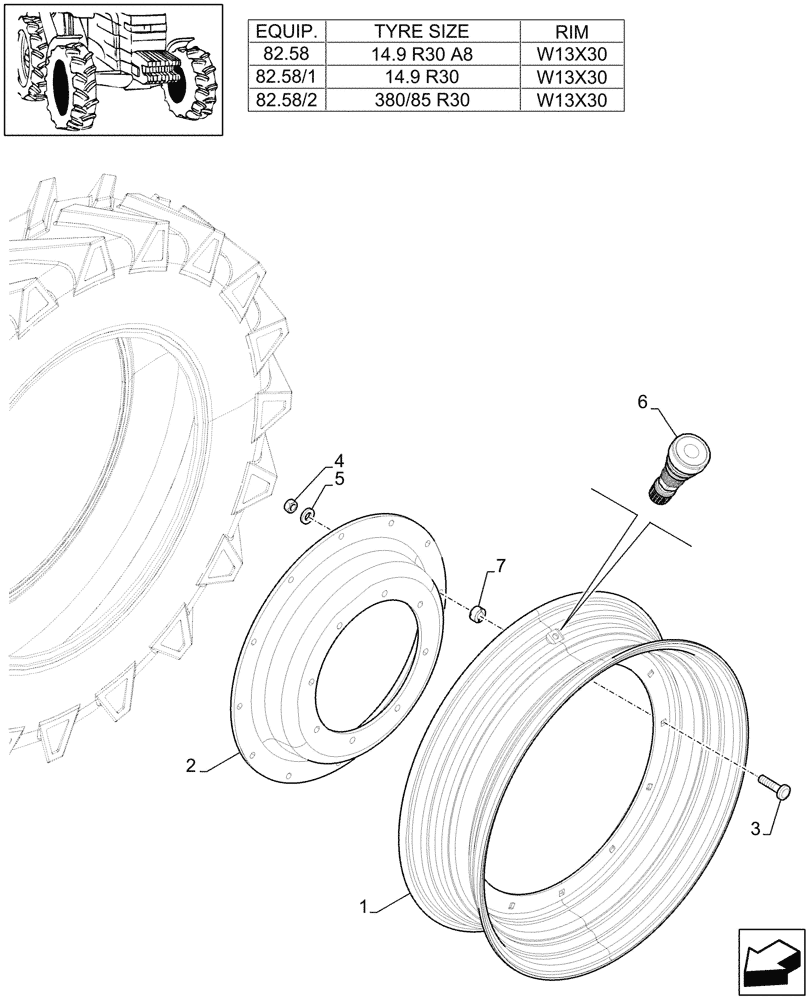 Схема запчастей Case IH PUMA 195 - (82.00[03]) - 4WD DRIVING WHEELS (11) - WHEELS/TRACKS