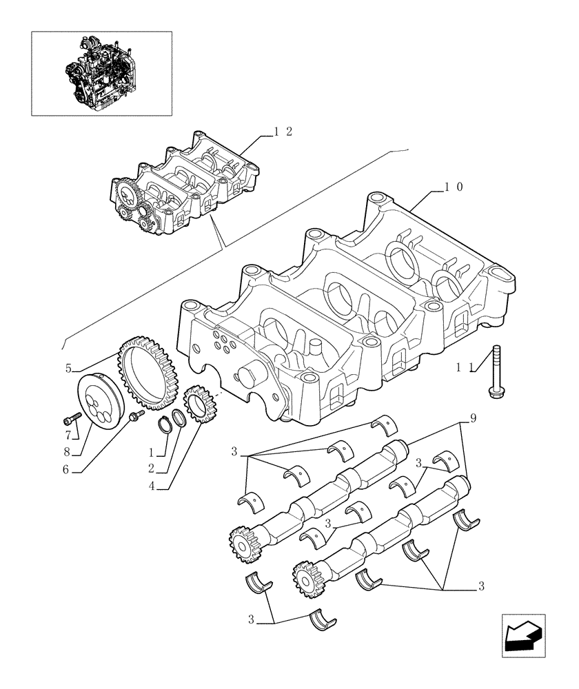 Схема запчастей Case IH MAXXUM 130 - (0.10.5[01]) - DYNAMIC BALANCER, GEARS & SHAFTS (STD + VAR.330003-332115-332116) (01) - ENGINE