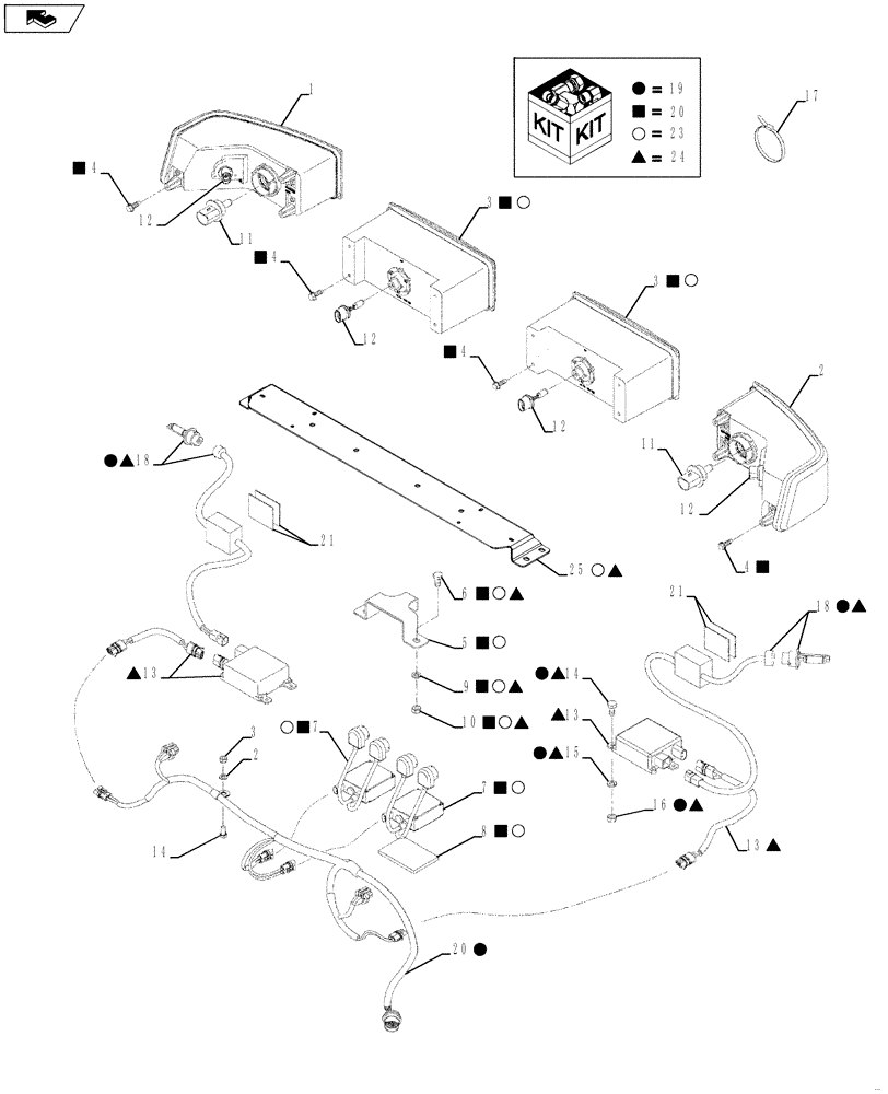 Схема запчастей Case IH STEIGER 535 - (04-28) - HEADLAMPS, NORTH AMERICA (04) - ELECTRICAL SYSTEMS