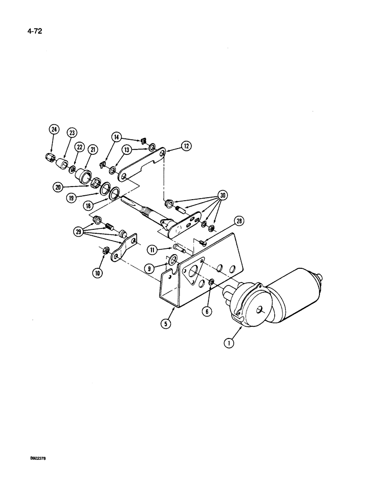 Схема запчастей Case IH 9260 - (4-072) - WIPER DRIVE, REAR WINDOW, PRIOR TO P.I.N. JCB0028400 (04) - ELECTRICAL SYSTEMS