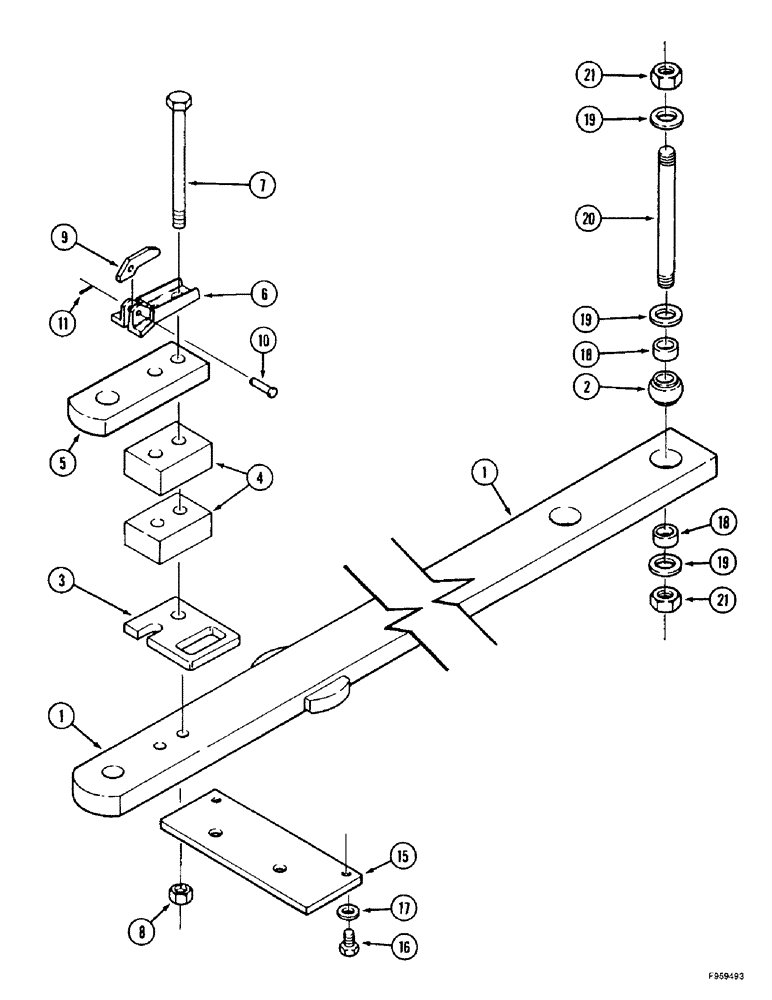 Схема запчастей Case IH 9350 - (9-014) - LONG DRAWBAR (09) - CHASSIS/ATTACHMENTS