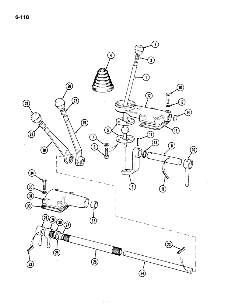 Схема запчастей Case IH 1194 - (6-118) - GEAR SHIFT LEVERS, TRACTORS WITHOUT CAB (06) - POWER TRAIN