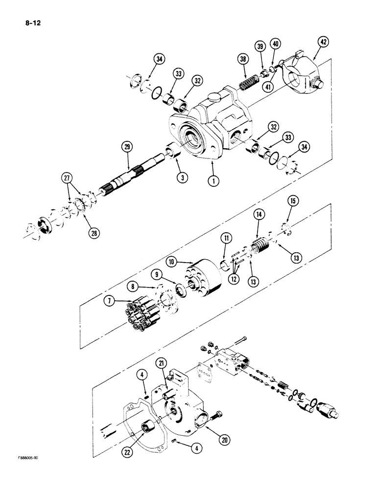 Схема запчастей Case IH STEIGER - (8-012) - HYDRAULIC PISTON PUMP ASSEMBLY (08) - HYDRAULICS