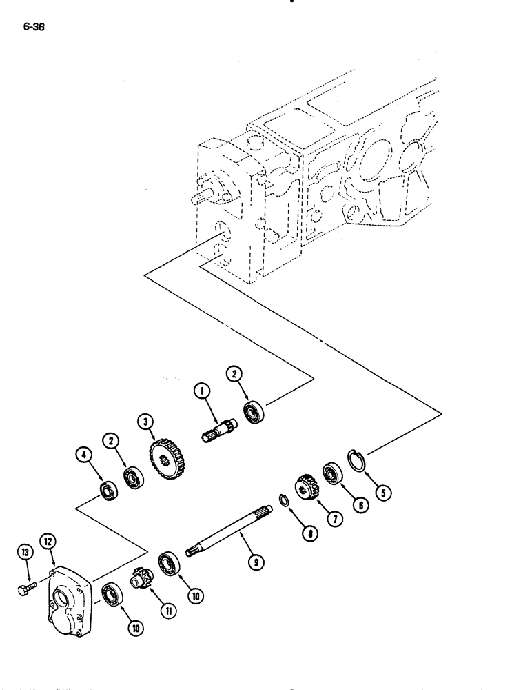 Схема запчастей Case IH 235 - (6-36) - FRONT DRIVE PTO, HYDROSTATIC TRANSMISSION (06) - POWER TRAIN