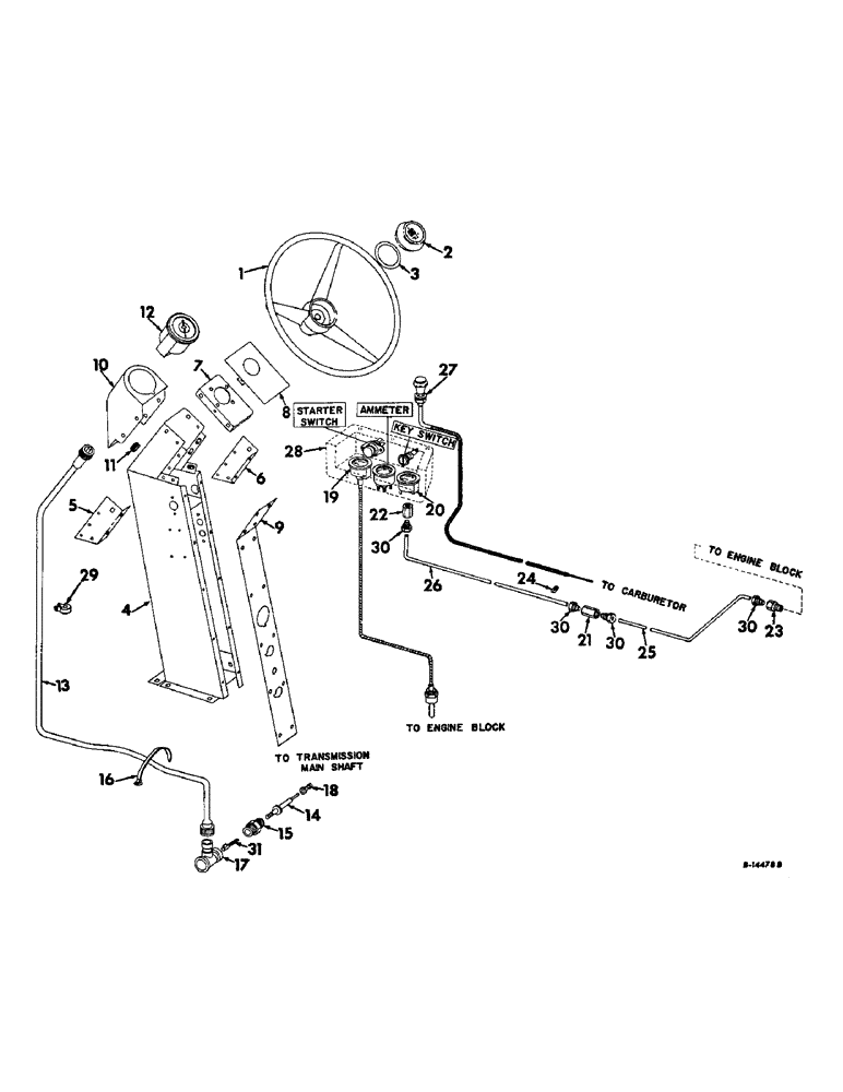 Схема запчастей Case IH 315 - (J-02) - STEERING MECHANISM, STEERING COVER AND WHEEL, CHOKE CABLE OIL PRESSURE AND TEMPERATURE GAUGE Steering Mechanism