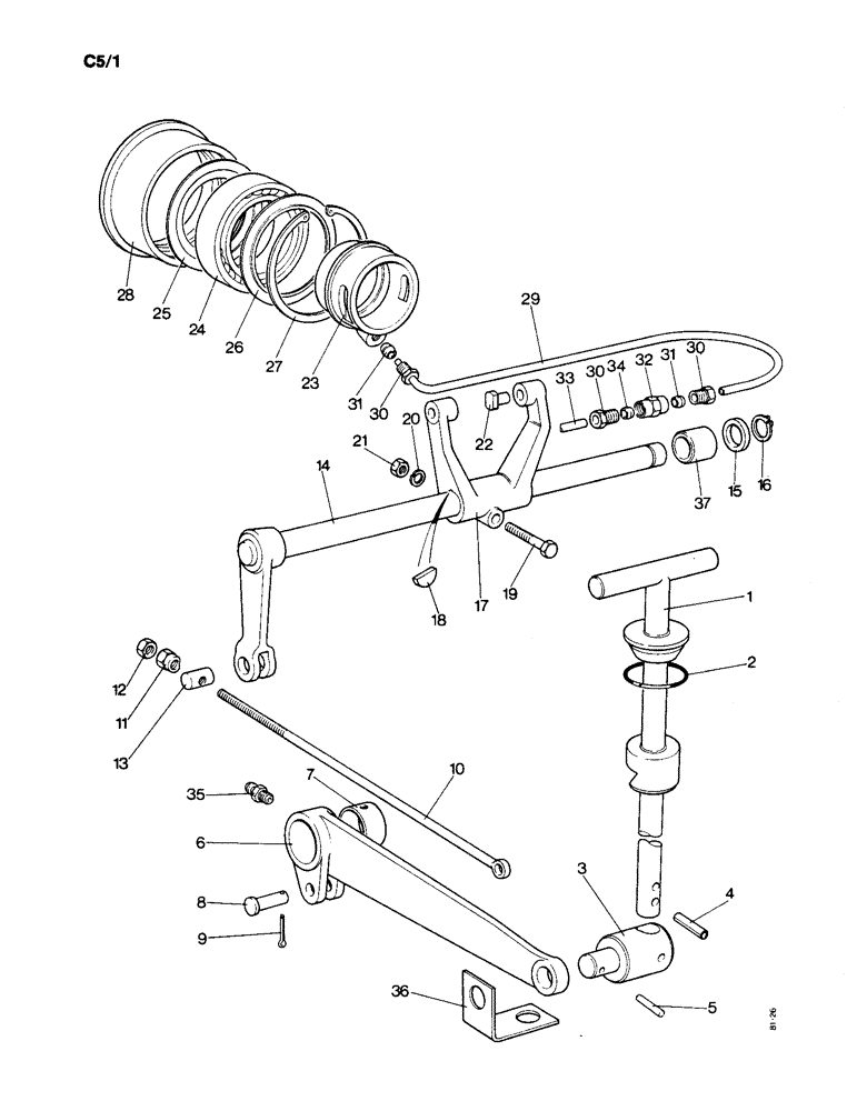 Схема запчастей Case IH 1190 - (C-05) - PTO CLUTCH RELEASE MECHANISM, WITH INDEPENDENT CLUTCH (03.1) - CLUTCH