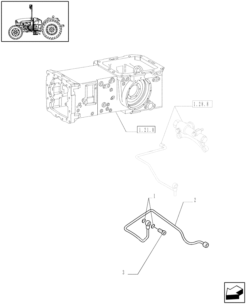 Схема запчастей Case IH JX1060C - (1.28.8/02[01A]) - (VAR.307) 4WD ELECTRO - HYDRAULIC COUPLING - GEAR LUBRICATION SYSTEM - D5723 (03) - TRANSMISSION