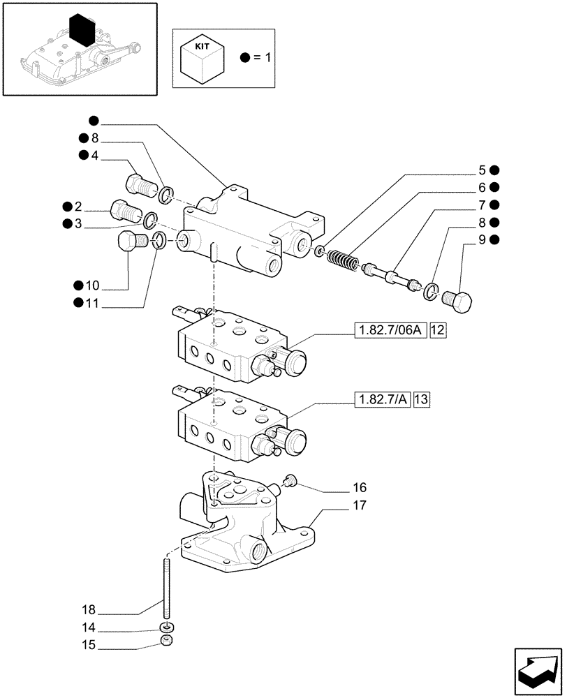 Схема запчастей Case IH JX1085C - (1.82.7/07[01]) - (VAR.136) 2 REAR REMOTE VALVES FOR EDC - CONTROL VALVES - C5484 (07) - HYDRAULIC SYSTEM