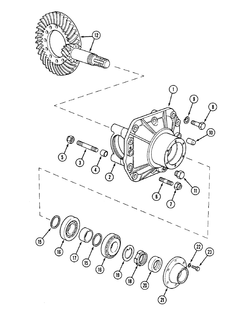 Схема запчастей Case IH 1494 - (5-152) - FRONT AXLE DIFFERENTIAL HOUSING, MFD TRACTORS, P.I.N. 11518001 AND AFTER (05) - STEERING