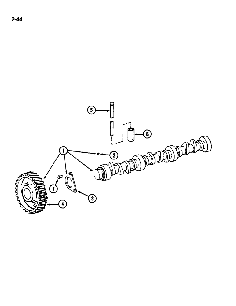 Схема запчастей Case IH 1822 - (2-44) - CAMSHAFT D466 AND GREATER THAN 1DT466C DIESEL (01) - ENGINE