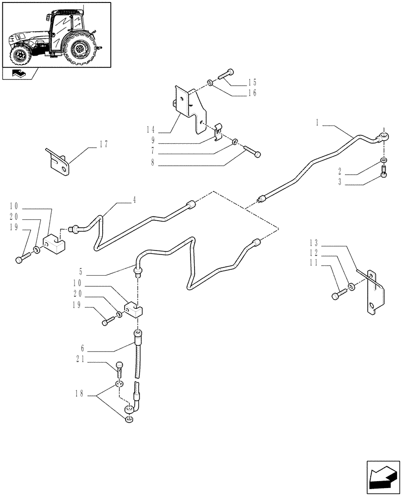 Схема запчастей Case IH FARMALL 105V - (1.32.8) - 4WD DIFFERENTIAL LOCK PIPES (03) - TRANSMISSION