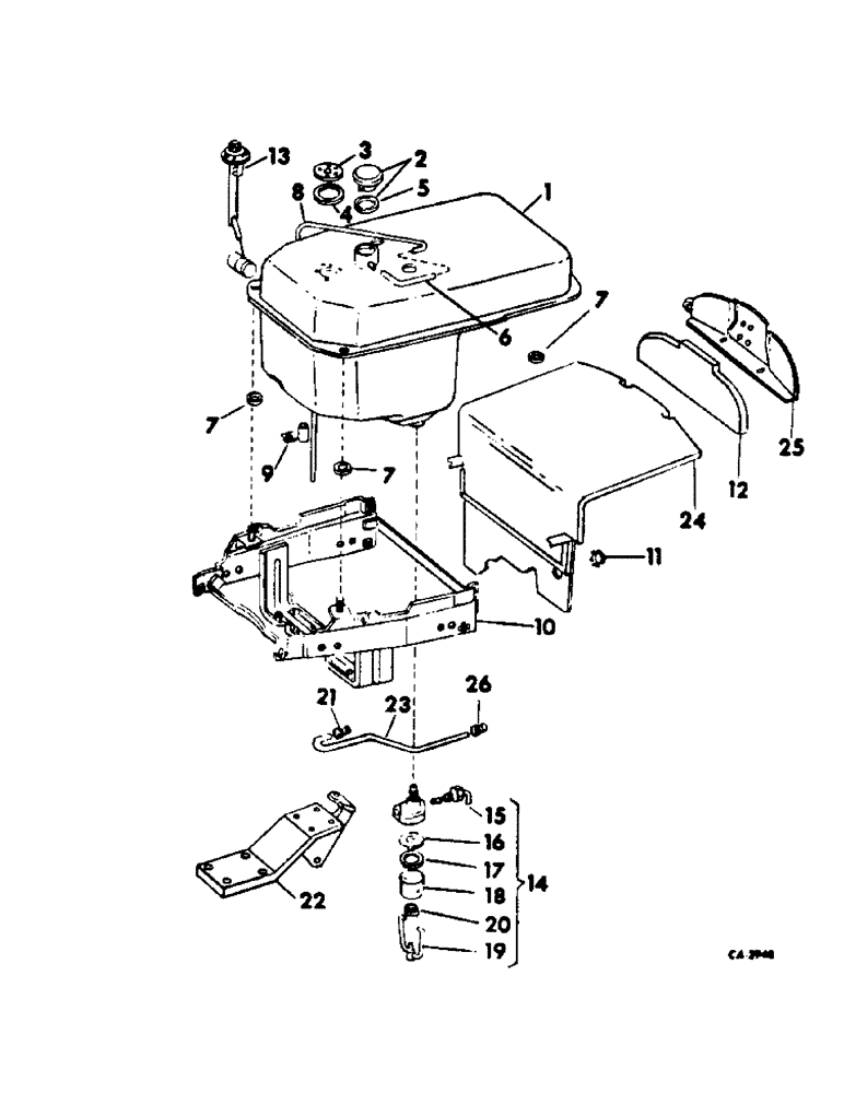 Схема запчастей Case IH 2544 - (E-08) - FUEL SYSTEM, FUEL TANKS, SUPPORTS AND PIPING, INTERNATIONAL GASOLINE ENGINE TRACTORS (02) - FUEL SYSTEM