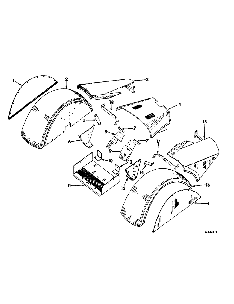 Схема запчастей Case IH 330 - (291) - SHEET METAL, GRILLES, AND FENDERS, FENDERS AND PLATFORMS, INTERNATIONAL 340 SERIES GROVE TRACTORS Sheet Metal, Grilles & Fenders