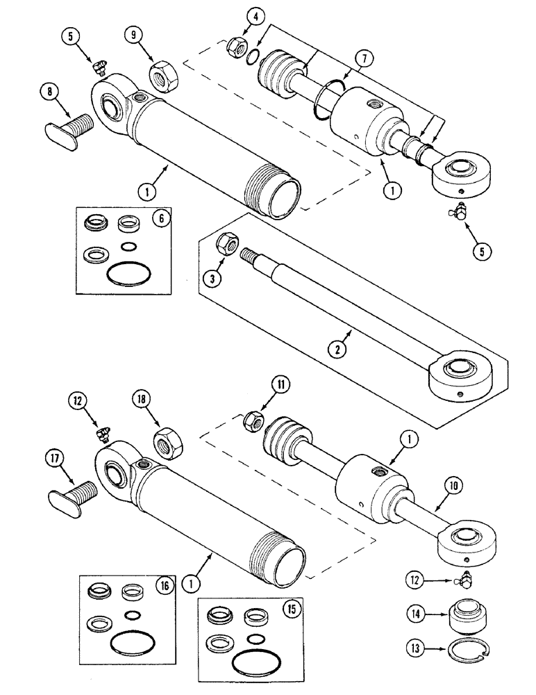 Схема запчастей Case IH 1494 - (5-126) - STEERING CYLINDER, MFD TRACTORS - PRIOR TO P.I.N. 11518001 (05) - STEERING