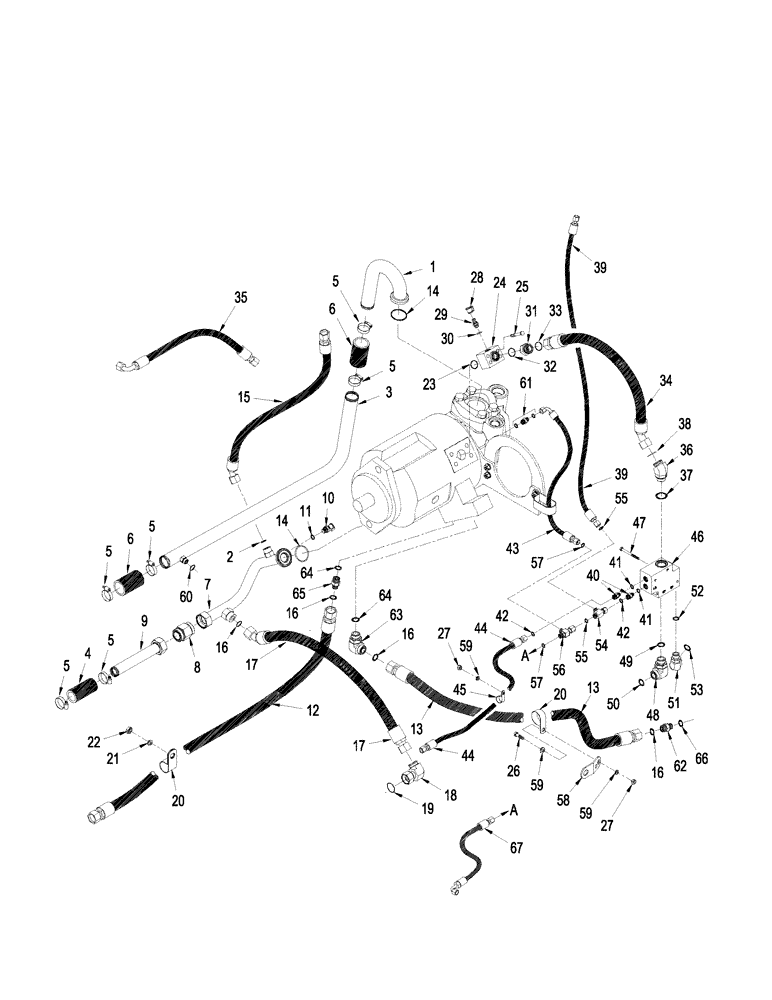 Схема запчастей Case IH STX425 - (08-19) - STANDARD HYDRAULICS - PUMP LUBRICATION CIRCUIT, WITH MANUAL SHIFT TRANSMISSION (08) - HYDRAULICS