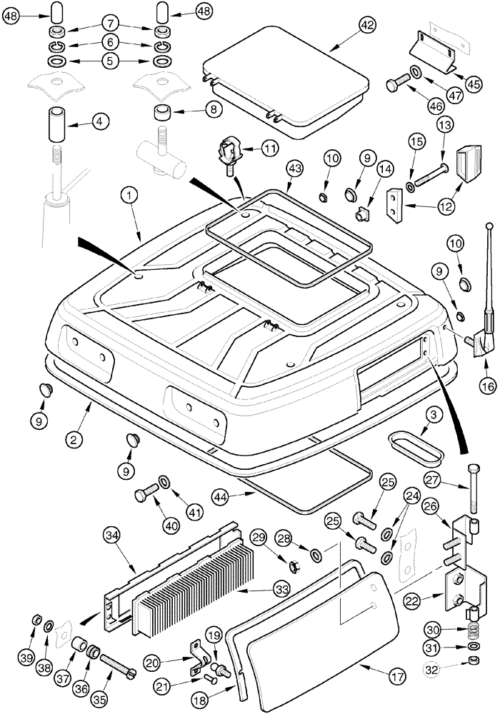 Схема запчастей Case IH MX100C - (09-27) - ROOF WITH HATCH, EUROPE ONLY (09) - CHASSIS