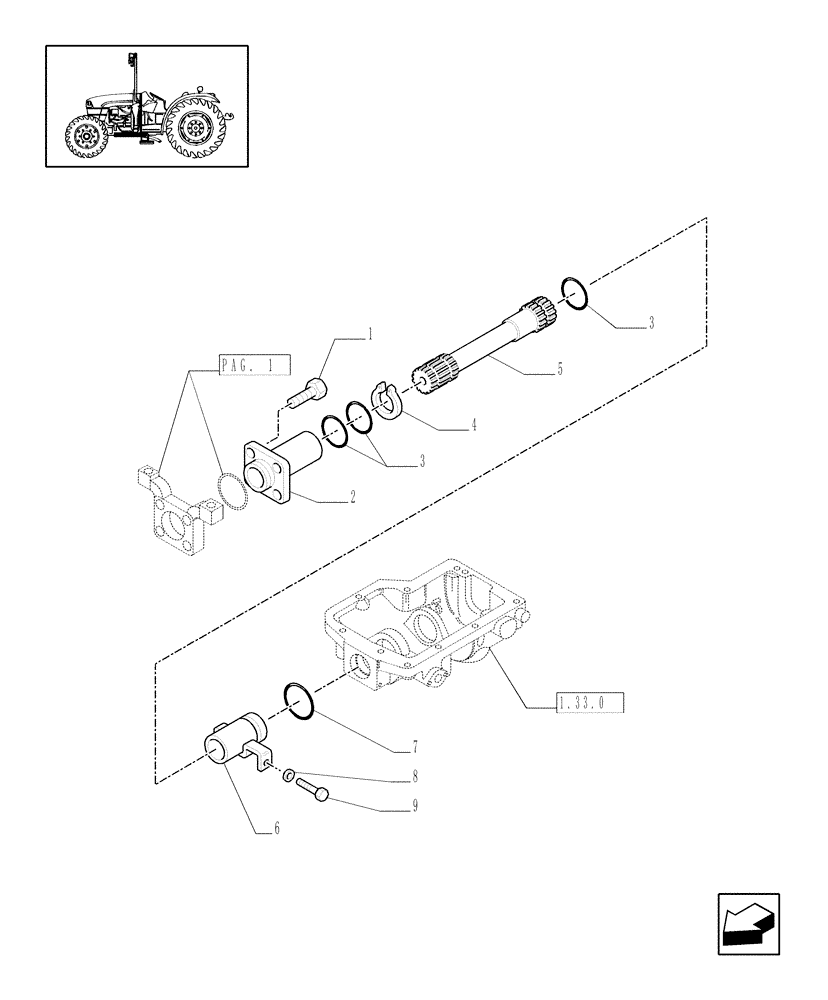 Схема запчастей Case IH JX1070C - (1.38.5/01[02]) - (VAR.445-449) 4WD RICE FIELD VERSION - FLANGE AND REAR AIRTIGHT GUARD FOR TRANSMISSION SHAFT (04) - FRONT AXLE & STEERING