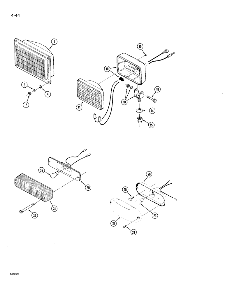 Схема запчастей Case IH 9210 - (4-044) - LAMPS, HEAD LAMP, PRIOR TO P.I.N. JCB0028400 (04) - ELECTRICAL SYSTEMS