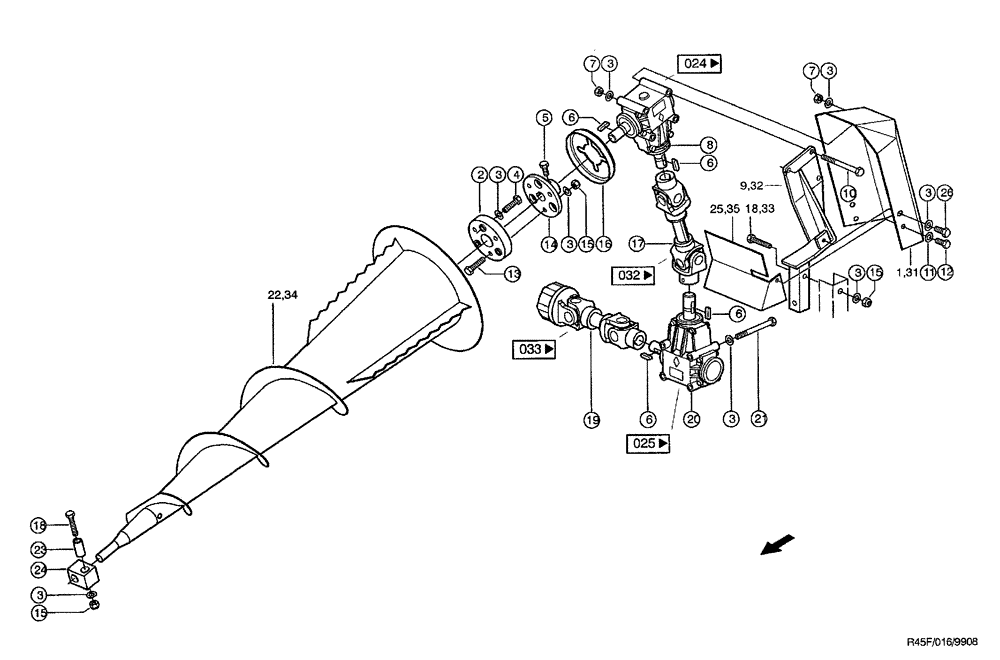 Схема запчастей Case IH RU450 - (0016) - LAID MAIZE AUGER (58) - ATTACHMENTS/HEADERS