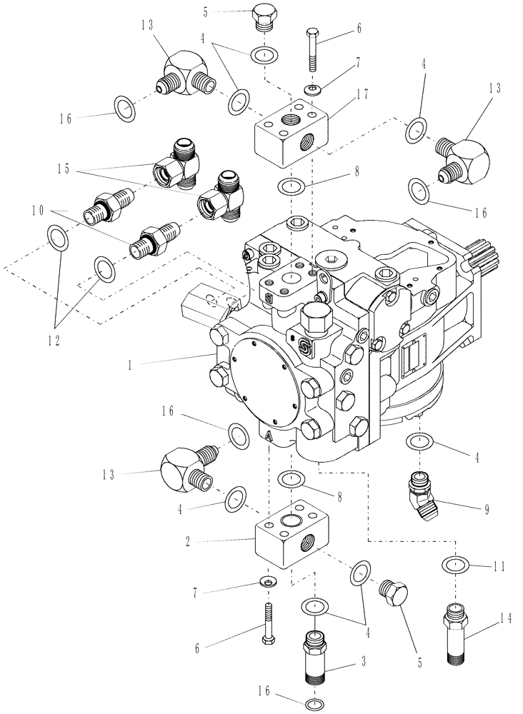 Схема запчастей Case IH WDX1902 - (03.07[01.1]) - PISTON PUMP FITTINGS (03) - TRANSMISSION