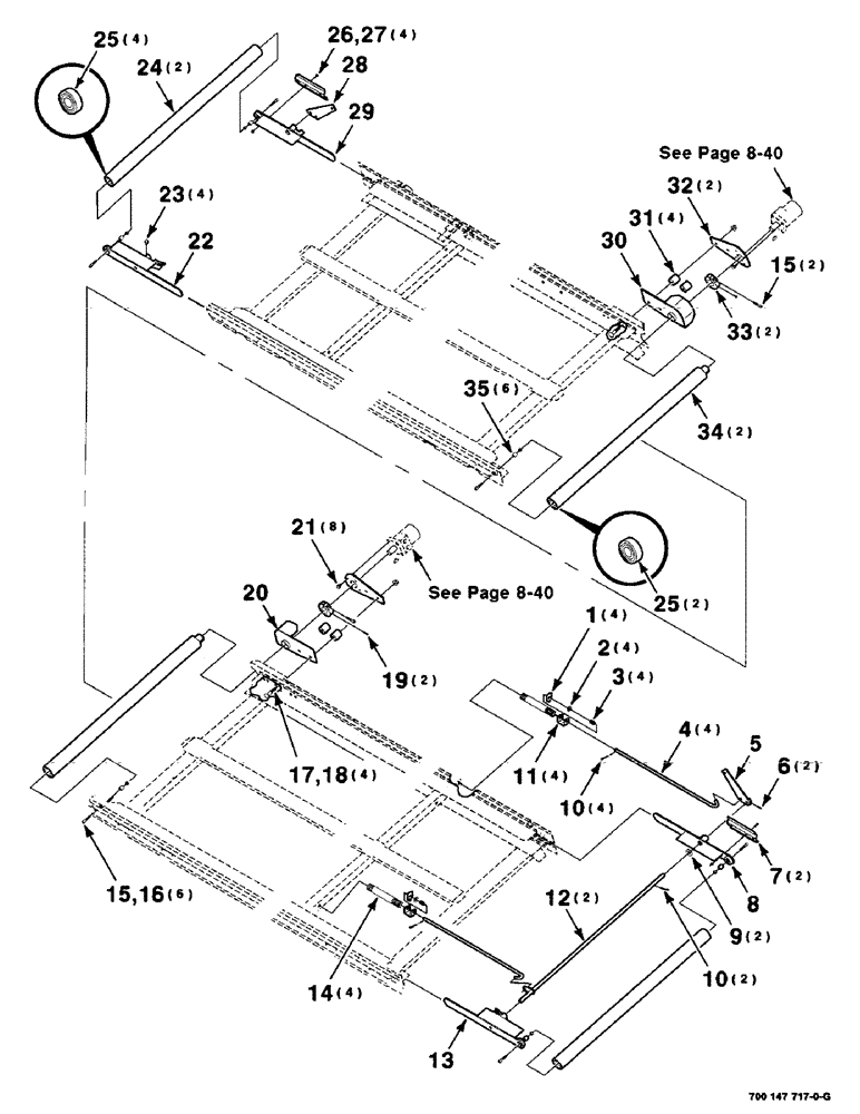 Схема запчастей Case IH 425 - (6-02) - DECK ROLLER ASSEMBLIES (58) - ATTACHMENTS/HEADERS