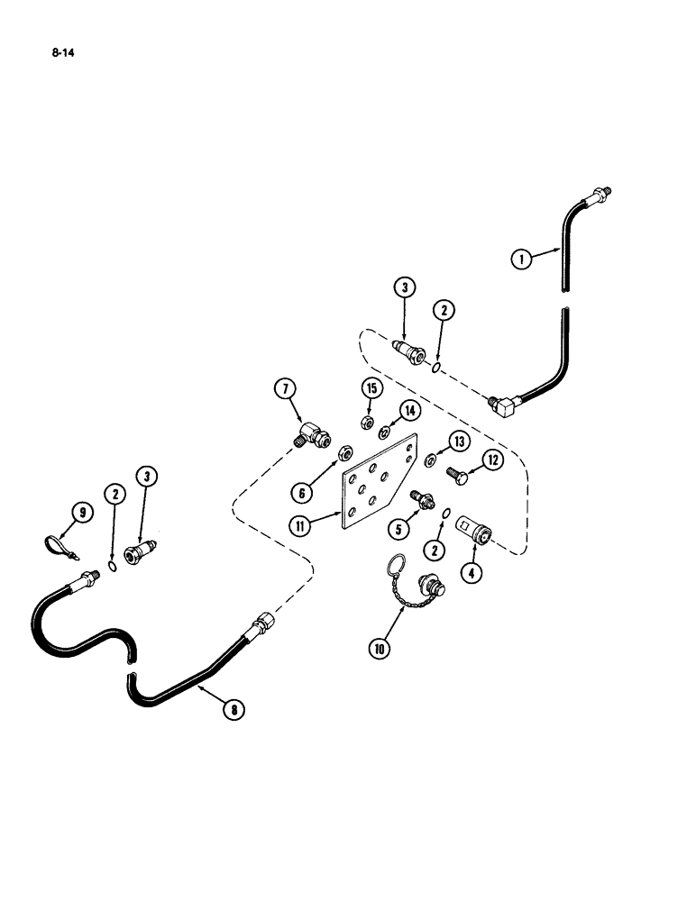 Схема запчастей Case IH 510 - (8-14) - MID-MOUNT HYDRAULICS, ATTACHES TO REAR AUXILIARY VALVE (08) - HYDRAULICS