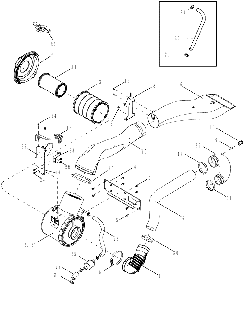 Схема запчастей Case IH MAGNUM 305 - (02-04) - AIR INDUCTION SYSTEM - STANDARD DUTY (02) - ENGINE