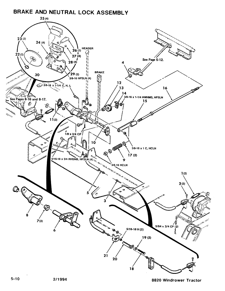 Схема запчастей Case IH 8820 - (5-10) - BRAKE AND NEUTRAL LOCK ASSEMBLY (05) - STEERING