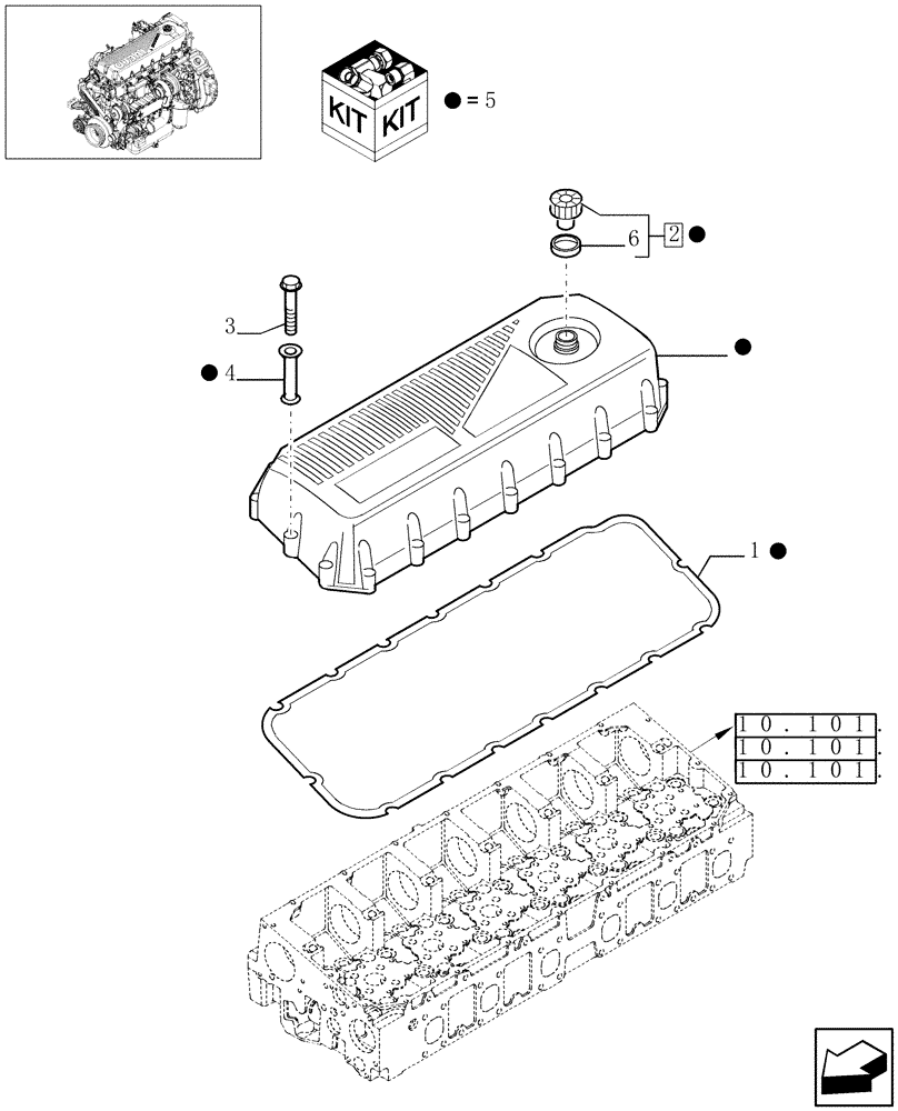 Схема запчастей Case IH 9010 - (10.101.03[01]) - HEAD COVER, CURSOR 9 (10) - ENGINE