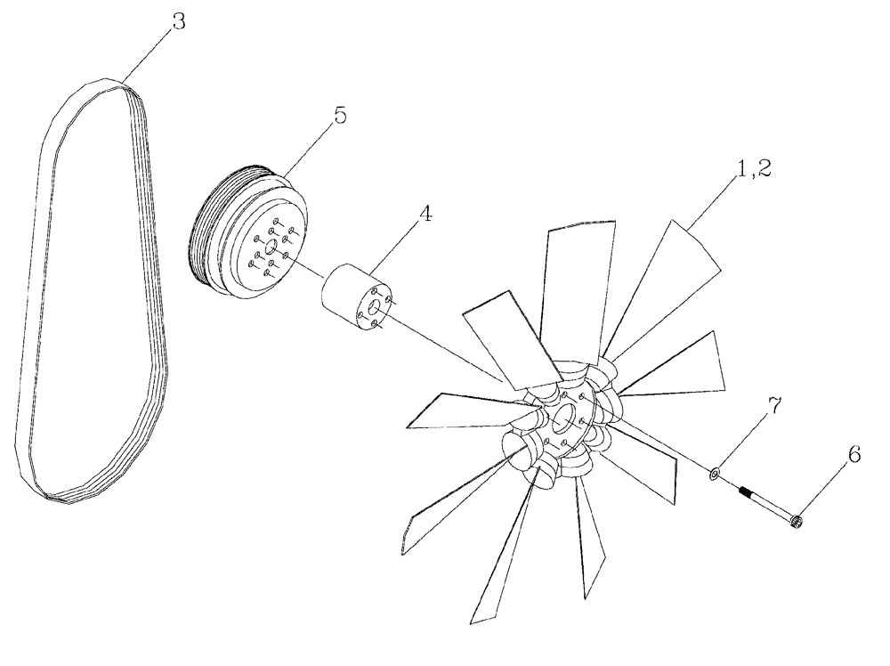 Схема запчастей Case IH 7700 - (C02[04]) - COOLING FAN AND DRIVE BELT, 6CT Engine & Engine Attachments